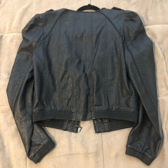 ALLEN B. FAUX BLACK LEATHER JACKET SIZE M - Picture 2 of 4